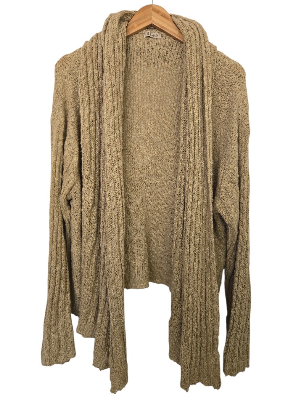 🤎 Saga Open Front Knit Cardigan | Women's Large | Beige Oatmeal | 100% Acrylic - Picture 2 of 6